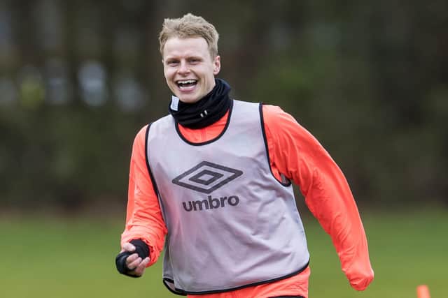 Gary Mackay-Steven is in training and in contention for a place in the Hearts team to face Hibs