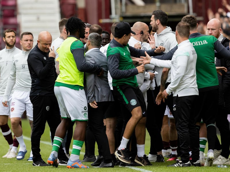 Gordon Forrest and Lee Johnson exchange unpleasantries
