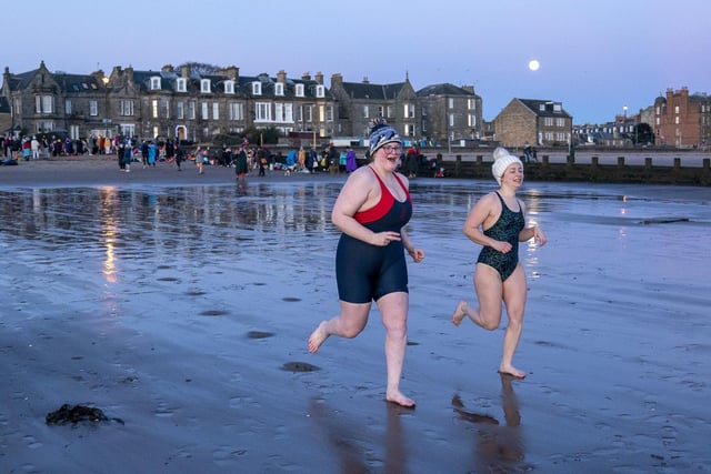 While some would prefer to run away from the freezing cold water, many brave women sprinted towards it.