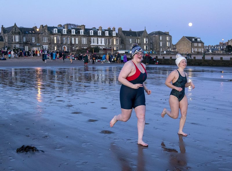While some would prefer to run away from the freezing cold water, many brave women sprinted towards it.