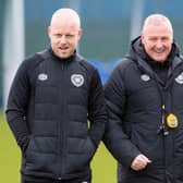 Technical director Steven Naismith and head coach Frankie McAvoy, along with Gordon Forrest, make up the Hearts management team. Picture: SNS