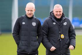 Technical director Steven Naismith and head coach Frankie McAvoy, along with Gordon Forrest, make up the Hearts management team. Picture: SNS
