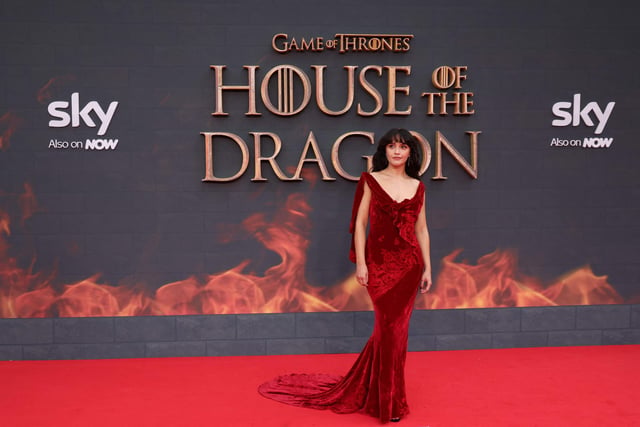 Olivia Cooke, who plays Alicent Hightower, on the red carpet at the House of the Dragon premiere in London (Photo by Hollie Adams / AFP)