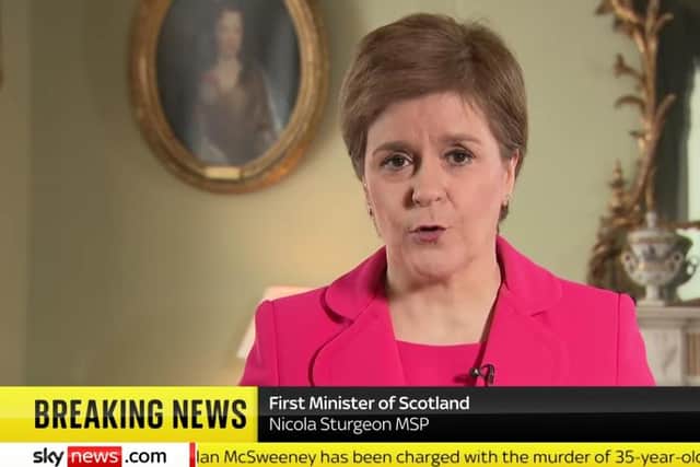 The First Minister Nicola Sturgeon has said the will of the Scottish people cannot be held back by UK Government decisions (Photo: Sky News).