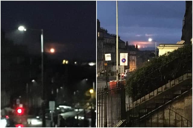 Pictures taken from Edinburgh street show orange glare above Mossmorran in Fife picture: JPI Media