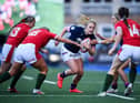Megan Gaffney of Scotland carries the ball into Wales territory. Picture: Andy Watts/INPHO/Shutterstock