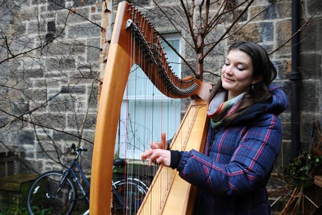 Siannie Moodie, harper, composer and teacher who plays Scottish traditional, contemporary, folk and classical music on the Clarsach (Scottish Harp) picture: Michael Gillen