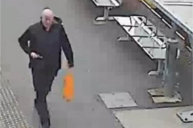 Officers believe the male shown in the images may have information that could assist them. The male is described as white, bald, over 6ft tall and aged between 30 and 50