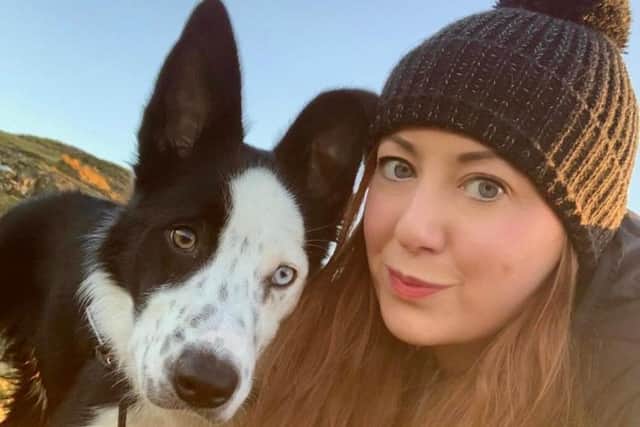 Zara Brodie and her dog Gunner, who spent four hours rescuing an octopus stranded near Bo'ness harbour.