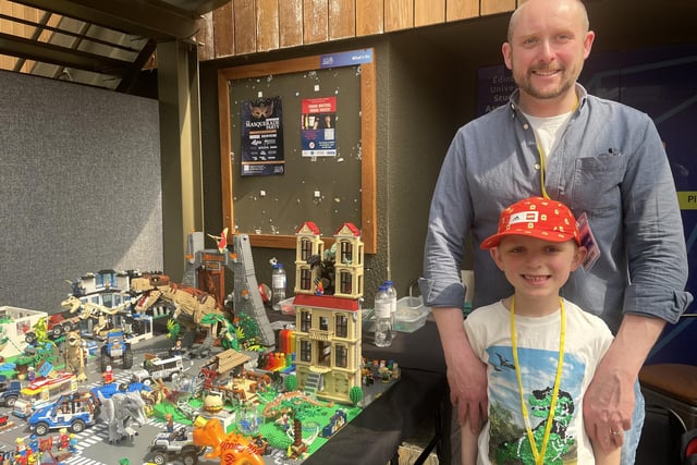 Martin and Alex Duffy showed off their Jurassic Park-inspired model, which included many dinosaur figures, the iconic Jurassic Park entrance and even Owen Grady zip-lining to safety.