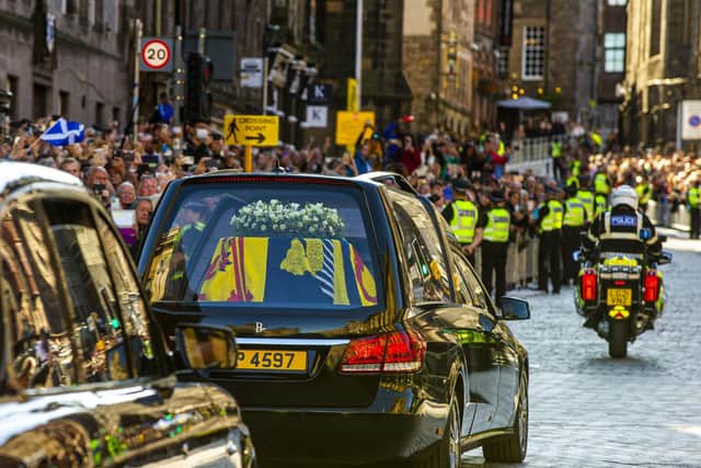 The Queen's coffin leaves St Giles' Cathedral on its way to Edinburgh Airport to be flown to London