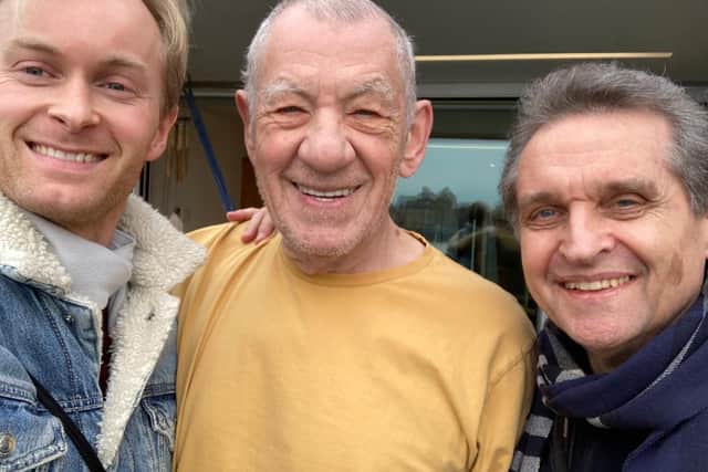 Dancer Johan Christensen and Ian McKellen, who will share the role of Hamlet at the Edinburgh Fringe, with director Peter Schaufuss