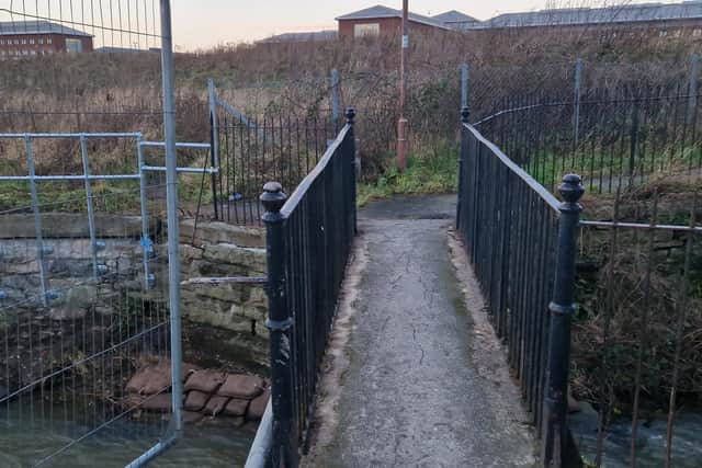 The Burnside Footbridge has been repaired, with new safety barriers installed (left), allowing the vital pathway link between Longstone and Stenhouse to be re-opened.