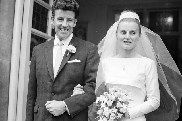 Gordon Watson and Elizabeth McKenzie shortly after their wedding in Cairns Memorial Church, Gorgie, in July 1965..