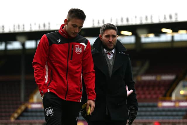 Johnson with Josh Brownhill ahead of Bristol City's FA Cup match against Burnley in January 2017