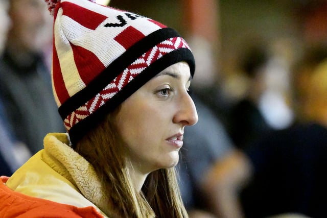 A Sunderland fan watches on at the Mornflake Stadium.