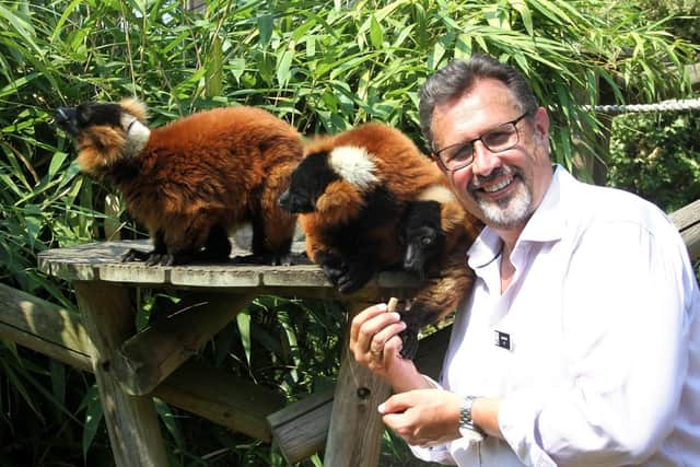 David Field with animals at Edinburgh Zoo. Pic: RZSS