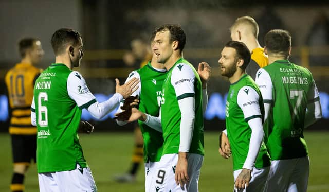 Christian Doidge netted twice as Hibs came from behind to beat Alloa. It wasn't pretty, but it was effective
