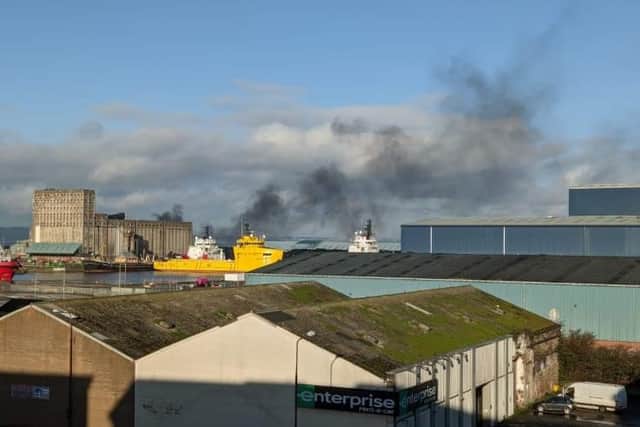 Fire at Leith Docks.