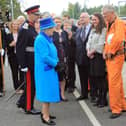 Her Majesty The Queen at Newtongrange Stationin 2015.