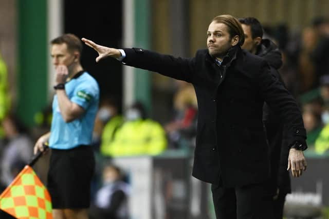 Robbie Neilson issues instructions during the Edinburgh derby.