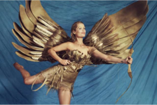 Laura Whitmore as a modern day cupid.