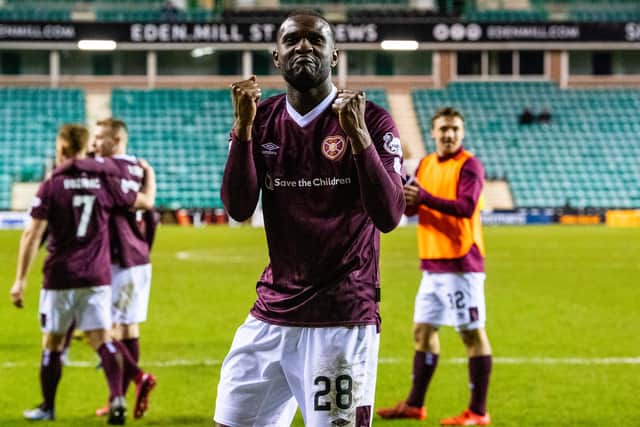 Clevid Dikamona posted an emotional message to Hearts fans. Picture: SNS