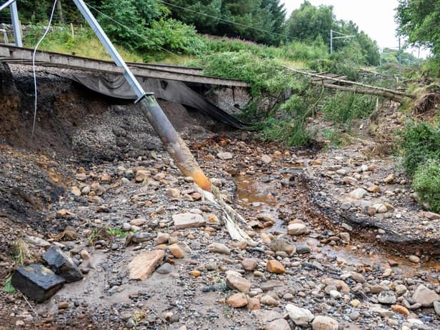 The flood-damaged track at Polmont. Picture: Network Rail.