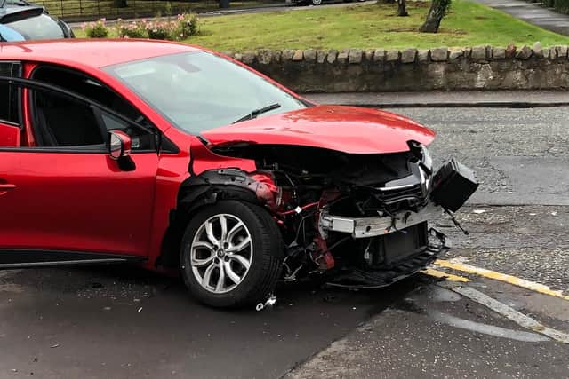 One of the cars damaged in a crash in July 2020 in Corstorphine High Street picture: supplied
