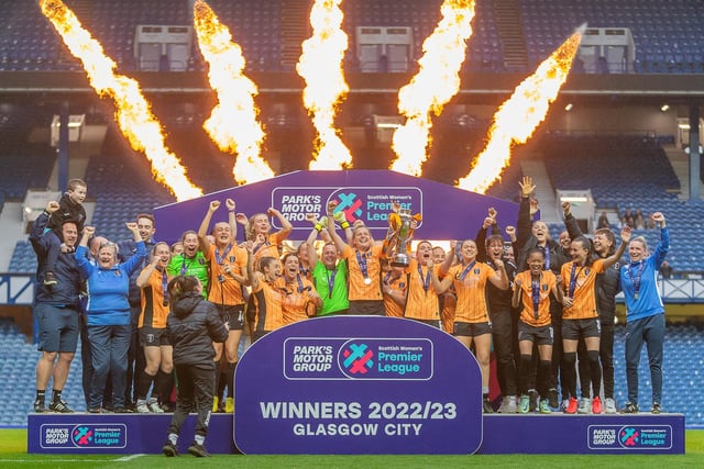Glasgow City FC are crowned 2022/23 SWPL Champions. Image Credit: Colin Poultney/SWPL