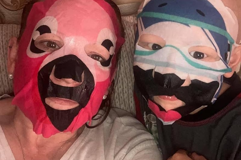 It might not have been a traditional St George's flag, but Claire watched England's historic performance at home with her son while wearing animal face masks. Submitted by Claire Bella Wilmot.