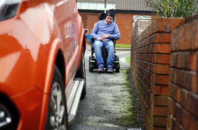 Carless parking means some struggle to navigate pavements with powerchairs or wheelchairs