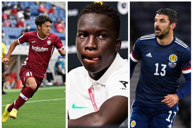 Yutaro Oda, Garang Kuol and Callum Paterson are all Hearts' transfer targets this month. Pics: SNS/Getty Images