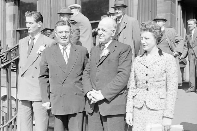 Abe Moffat and long-serving MP Barbara Castle at Edinburgh's Miners' May Day Gala in 1956.