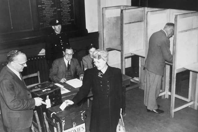 Because of the war, women outnumbered men on the electoral roll for the 1945 election