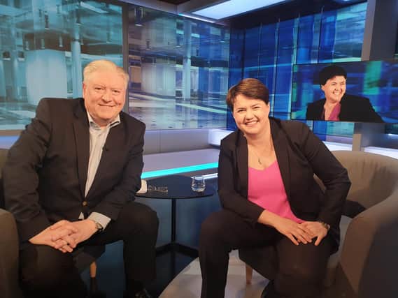Ruth Davidson with host Bernard Ponsonby (Pic: STV)