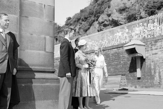 The Queen and Duke of Edinburgh visiting Royal High School in July 1958.