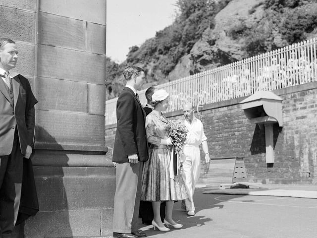 The Queen and Duke of Edinburgh visiting Royal High School in July 1958.
