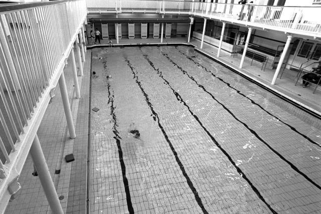 Interior of Dalry swimming baths in Edinburgh, March 1993.