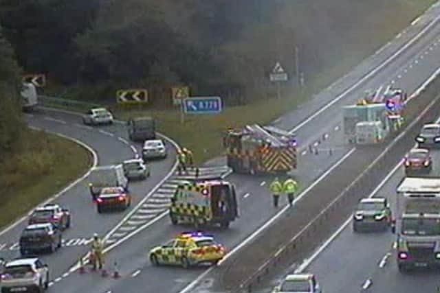Emergency services were called to a crash on the M8 near Bathgate in West Lothian on Wednesday evening.