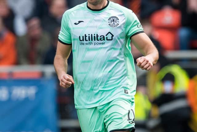 Joe Newell in action at Tannadice, where Hibs lost their second game in row