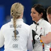 Great Britain's Vicky Wright, Eve Muirhead and Jenn Dodds are all smiles after squeezing through to the Winter Olympics semi-finals in dramatic circumstances