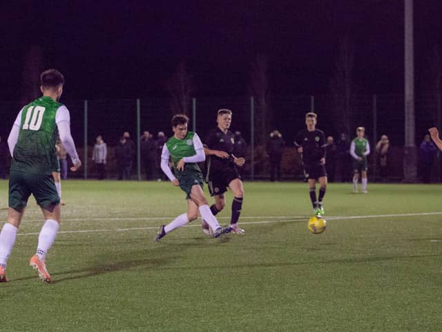Freddie Wylie scores the only goal of the game as Hibs U18s defeated their Celtic counterparts at HTC