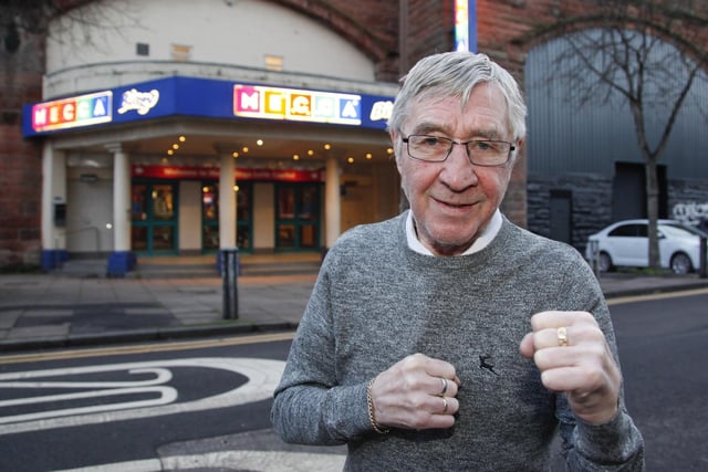 Former boxer Ken Buchanan outside a bingo hall which used to be a cinema where he saw a film about Joe Louie which inspired him to box.