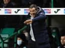 Hibs boss Jack Ross pictured during the 1-0 defeat by Rangers at Easter Road