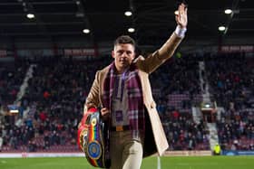Lee McGregor takes in the applause of the Hearts fans during a 2019 meeting with Celtic at Tynecastle. Picture: SNS
