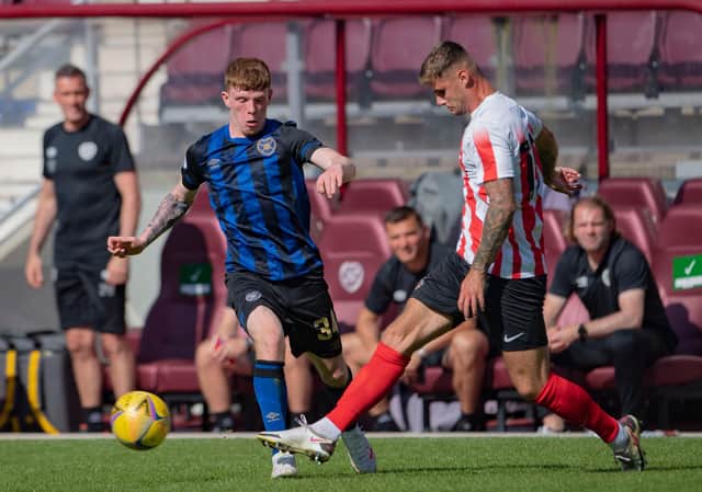 Hearts' Leo Watson in action against Sunderland in a pre-season friendly at Tynecastle before the beginning of this season. Picture: SNS