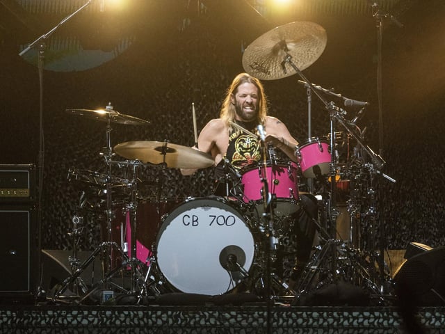 Taylor Hawkins on the drums. (Photo by Amy Harris/Invision/AP, File)