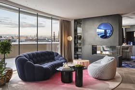 The new W hotel offers stunning views of Edinburgh, including from here, the Wow suite living room.