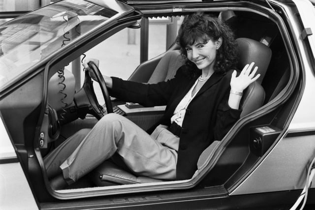 American actress Mary Steenburgen drives away after a visit to the 12-screen multiplex cinema at Craig Park (aka UCI 12, Fort Kinnaird) in Newcraighall Edinburgh, where her film 'Back to the Future III' was showing in July 1990.